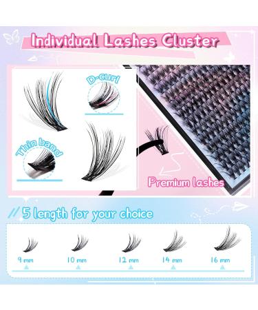 DIY Lash Clusters - 280Pcs Natural Look Waterproof Extensions | 40D-0.07-D Curl Cat Eye Kit with Tweezers | Easy Application for Stunning Lashes - Buy Online on GoSupps.com