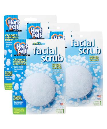 HartFelt Facial Scrub Round Exfoliating Skin Care Sponge Pad Made in USA Home Facial Use with Favorite Cream 4 Count
