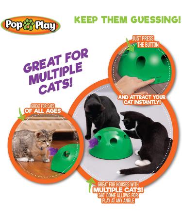 Pop N Play Interactive Motion Cat Toy | Electronic Smart Feather & Mouse Teaser | Cat Mouse Squeak Sound | Auto Shut Off | Best Cat Toy Ever! - Buy Online on GoSupps.com
