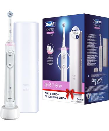 Buy Oral-B Smart Sensitive Electric Toothbrush - 5 Cleaning Modes Bluetooth App Visual Pressure Control Travel Case - Perfect Gift for Dental Care - White - Buy Online on GoSupps.com