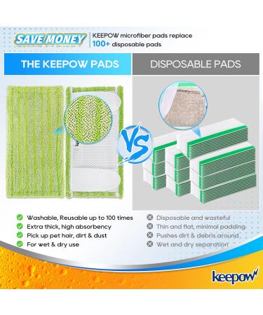 KEEPOW Reusable Microfiber Mop Pads - 6 Pack Green | Compatible with Swiffer Sweeper | Washable Mopping Cloth Refills for Hardwood Floors | Eco-Friendly Alternative (Mop Not Included) - Buy Online on GoSupps.com