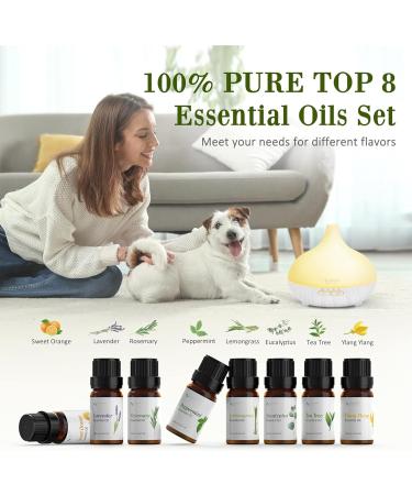 Asakuki Aroma Diffuser & 300ml Ultrasonic Humidifier with Essential Oils Set - 14-Color LED 23dB Ultra-Quiet for Yoga Spa & Home - Buy Online on GoSupps.com