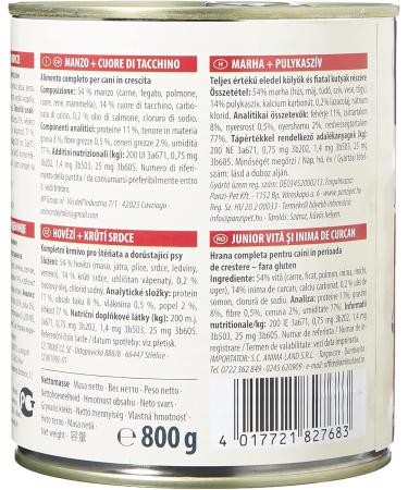 Animonda Grancarno Junior Dog Food 6 x 800g - Wet Feed for Growing Dogs with Beef & Turkey Hearts - Buy Online on GoSupps.com