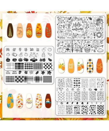 Whaline Thanksgiving Nail Art Stamping Plate Kit - Pumpkin, Maple, Autumn Blessing Collection | DIY Manicure Salon - Buy Online on GoSupps.com