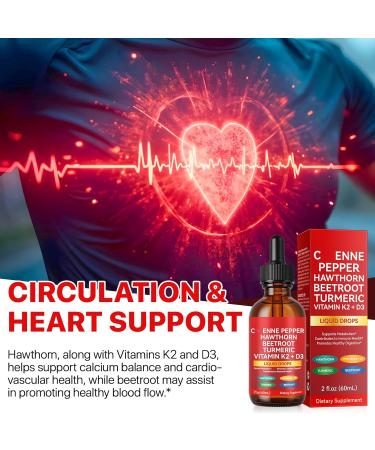 SDJUFEI Cayenne Pepper Drops 2 Fl Oz Liquid Pepper Organic Vitamin K2 & D3 Health Supplements Vegan-Friendly Gentle Formula Health Supplements - Buy Online on GoSupps.com