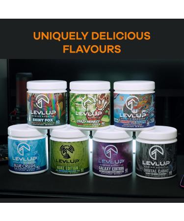 LevlUp Shiny Fox Gaming Booster Energy Focus and Concentration Drink Powder for Gamers with Taurine Caffeine L-Tyrosine and Vitamin B12 Peach and Lime Flavour 320 g 40 Servings - Buy Online on GoSupps.com