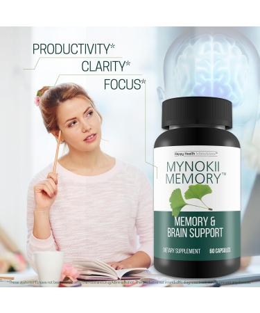 Mynokii Memory - Nootropic Brain Supplement - Memory & Brain Support with Ginkgo Biloba & DMAE - Aid Memory Focus Clarity Productivity - Promote Clear Thinking & Concentration - Memory Supplements - Buy Online on GoSupps.com