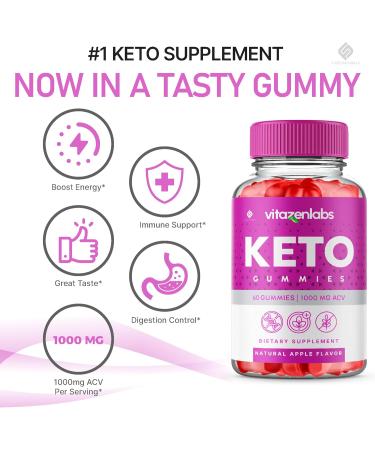 VitazenLabs Keto Gummies (2 Pack) - ACV 1000mg Apple Cider Vinegar Supplement for Men & Women | Vegan Formula 120 Gummies - Buy Online on GoSupps.com