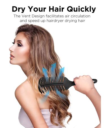 HEETA Curved Vented Styling Hair Brush - Fast Blow Drying Brush for Smooth & Tangle-free Hair - Men, Women, Kids - Black - Buy Online on GoSupps.com