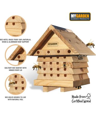 Wooden Beehive Bee Keeping Hotel - Weather Resistant Child Eco Friendly Shelter Habitat - Insect Bugs Mason Leafcutter Wild Solitary Bees Nesting Box - Outdoor Patio Garden Decoration House - Buy Online on GoSupps.com