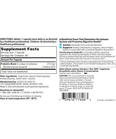 Klaire Labs Saccharomyces Boulardii Probiotic Supplement - 60 Capsules, Healthy Yeast Balance, Immune & Digestive Support, Acid Resistant, Shelf-Stable, Hypoallergenic, Dairy-Free - Buy Online on GoSupps.com
