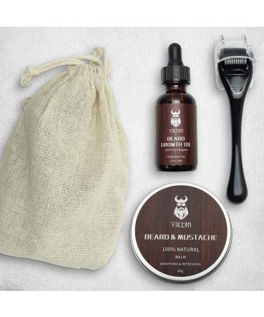 INVJOY Beard Growth Kit & VIKICON Beard Care Set | Top Beard Growth Products for Men - Derma Roller Serum Oil & Balm - Buy Online on GoSupps.com