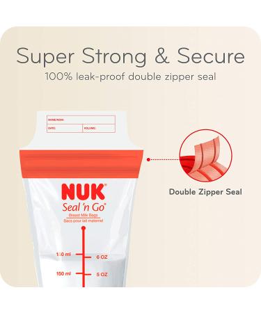 NUK Seal 'n Go Breast Milk Bags 100 Pre-Sterilized Storage Bags 6 oz (180 ml) Each - Buy Online on GoSupps.com