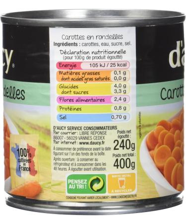 d'aucy Carrots Rondelles 400 g - Pack of 6 - Buy Online on GoSupps.com