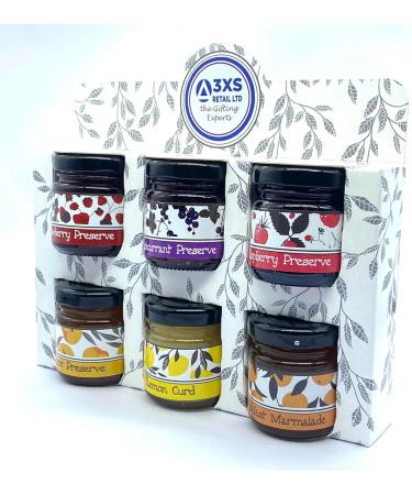 Breakfast Jam Preserve Gift Pack Selection of Strawberry Blackcurrant Raspberry Apricot Lemon Curd Marmalade - 6x42g Jars - Buy Online on GoSupps.com