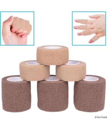 Self Adhering Bandage - Sport Injury Wrap Tape (Pack of 6) | Elastic Water Repellent & Breathable Muscle Support | Non-Stick Easy to Apply & Tear | Light & Brown Skin Options Available - Buy Online on GoSupps.com