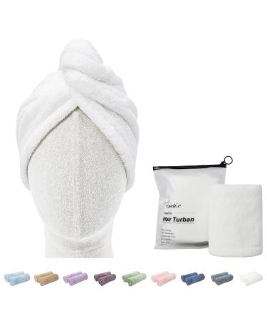 ENETIX 2 pieces microfiber towel for women hair quick-dry 25 70 cm super absorbing anti-frizz hair turban fast drying hair towels with button (white) - Buy Online on GoSupps.com