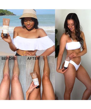 Self Tanner Face & Body Set - Organic Aloe Vera & Shea Butter | Buildable Bronzer for Fair to Medium Tan | Best Selling Sunless Tanning Lotion (7.5oz & 3oz - Buy Online on GoSupps.com