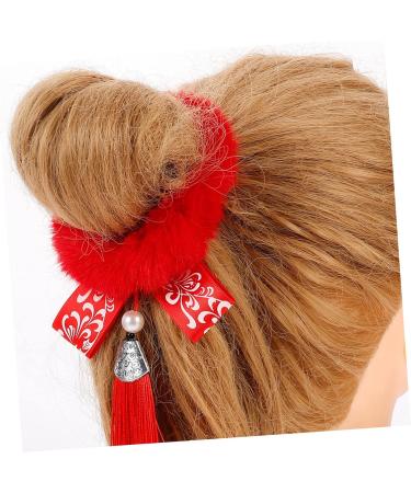 FRCOLOR 6 Pairs New Year Headdress Hair Scrunchies Elastic Hair Rope Red Ponytail Holder Hair Elastic Bracelet Ribbon Bands Kid Hair Ties Tassel Hair Rope Hair Ring Miss Zinc Alloy Girl - Buy Online on GoSupps.com