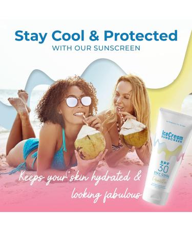IceCream Broad Spectrum SPF 30 Sunscreen Lotion Body & Face Lotion Sunblock Moisturizer with SPF Water & Sweat-Resistant for 80 Minutes Reef-Friendly & Cruelty-Free 6oz (177ml) - Vanilla Vanilla 6 Fl Oz (Pack of 1) - Buy Online on GoSupps.com