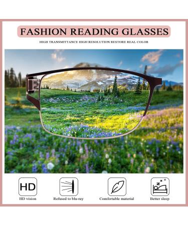 3 Pack Women's Reading Glasses - Fashion Blue Light Blocking Metal Frames Lightweight Spring Hinge 1.75x Magnification - Buy Online on GoSupps.com