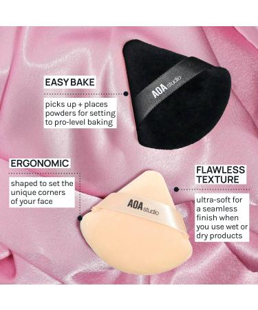 AOA Studio Velvet Puffs Makeup Sponge Set - 6 Velour Blenders for Loose Powder & Foundation - Beauty Tools (Black/Peach) - International Shipping Available - Buy Online on GoSupps.com