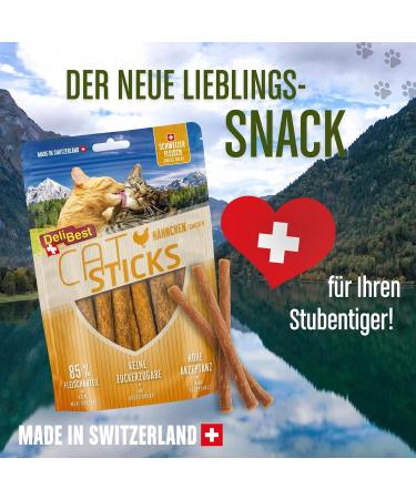 Delibest Cat Sticks - 100% Swiss Chicken Meat Treats | Cereal-Free Semi-Damp Snacks | All-Natural Allergy-Friendly Cat Treats - 50g - Buy Online on GoSupps.com