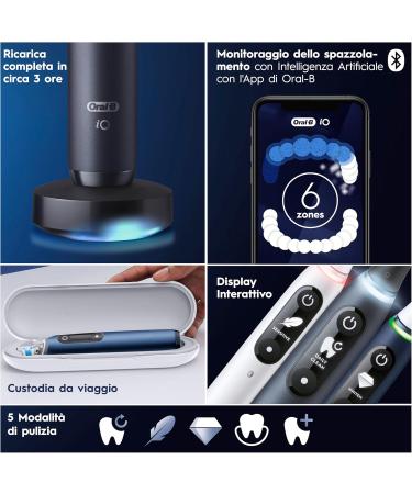 Oral-B iO 7 Set - 2 Electric Toothbrushes (Black & White) with Bluetooth Magnetic Technology Gift for Father's Day Includes 3 Brushes & Premium Travel Case - Buy Online on GoSupps.com