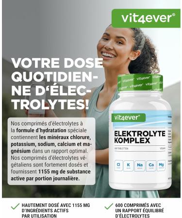 Electrolytes - 600 Tablets with Magnesium Calcium Potassium Sodium & Chloride - Electrolyte Balance & Muscle Function - Buy Online on GoSupps.com