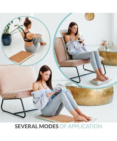 Akumata Eco Acupressure Mat & Pillow Set | Effective Back & Neck Pain Relief | Full Body Massage Set in Linen & Gold - Buy Online on GoSupps.com
