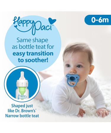 Dr. Brown's HappyPaci 100% Silicone Baby Pacifier 0-6m | BPA Free Contoured Design 2-Pack - Blue & Green - Buy Online on GoSupps.com