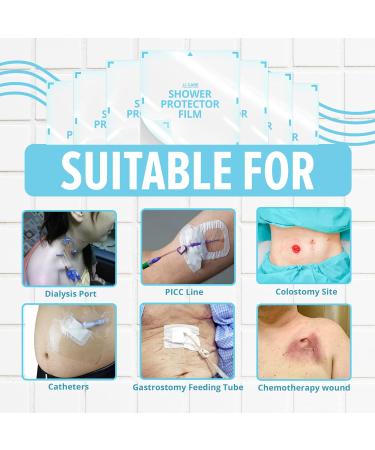 JJ CARE Shower Protector [Pack of 14] - Waterproof Dialysis Catheter & PICC Line Cover for Bathing - Colostomy Shower Shield - 2 Weeks Supply - Buy Online on GoSupps.com