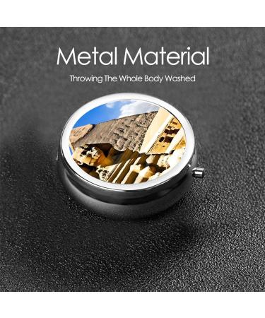 Buy Pyramids of Egypt Round Pill Box - 3 Compartment Mini Travel Organizer for Vitamins & Medicines - Buy Online on GoSupps.com