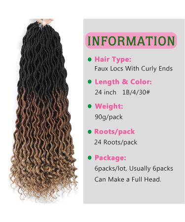 Karida 6 Packs 24 Curly Faux Locs Crochet Hair - Deep Wave Synthetic Braids (OM1B3027#) - Buy Online on GoSupps.com