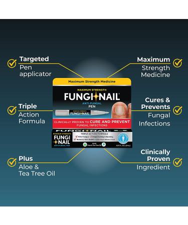 Fungi-Nail Pen Applicator Anti-Fungal Solution | Kills Nail & Athlete's Foot Fungus | Clinically Proven | 0.20 Fl Oz (Pack of 2) - Buy Online on GoSupps.com