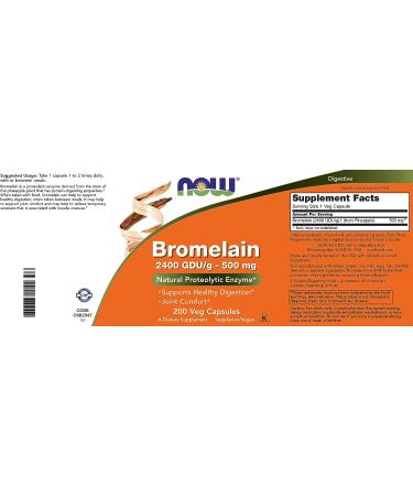 NOW Bromelain 500mg 200 Veg Capsules (Pack of 2) | Non-GMO Vegan Supplement - Buy Online on GoSupps.com