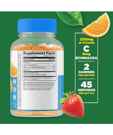 Lifeable Sugar Free Vitamin C 250mg with Echinacea Gummy Supplement - Immune Support for Adults | Vegetarian & GMO-Free - 90 Gummies - Buy Online on GoSupps.com