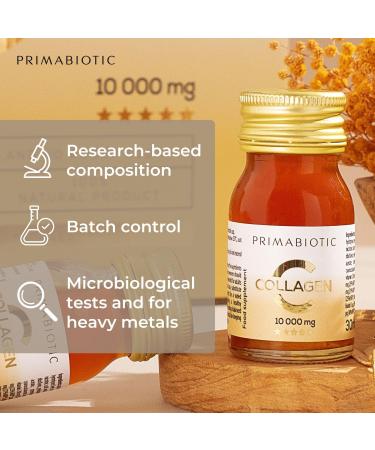 Primabiotic - Collagen Pack 30 Bottles 30 ml - High Collagen Content 10 000 mg -Hydrolyzed - 900 ml - Absorption 95% Peach 30 Bottles (Pack of 1) - Buy Online on GoSupps.com