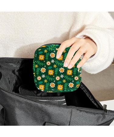 Floral Green Sanitary Napkin Storage Bag | Menstrual Cup Pouch | Nursing Pad Holder | Tampon Bags | Portable Period Bag for Women - Multi-colored - Buy Online on GoSupps.com