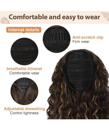 FLUFYMOOZ Ponytail Extension 26 Inch Bohemian Style Drawstring Ponytail Hair Extensions for Women Long Curly Wavy Ponytail Natural Synthetic Hairpiece for Women (26 Inch Natural Black) - Buy Online on GoSupps.com