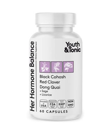 Hormone balance for women PMS & Menopause Relief Support Pills | Ease Female all Stages Hormonal Imbalance w Natural Herbal Supplements | Black Cohosh Red Clover Dong Quai Soy Isoflavones Complex