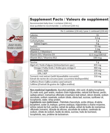 Pain Punch Plus Pack of 4 - Helps Support Cognitive Health & Brain Function Pain Relief Product w/Turmeric Vegan Omega-3 & Natural Caffeine Quick Pain Relief for Acute Pain and Energy | 4 x 236ml - Buy Online on GoSupps.com