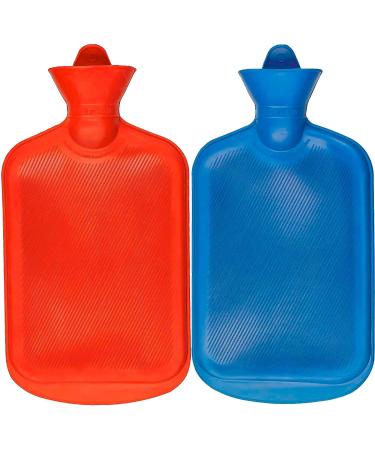 SteadMax (2 Pack) Hot Water Bottles, 2 Liter Natural Rubber -BPA Free- Durable Hot Water Bag for Hot Compress and Heat Therapy, Pain Relief Heating Pad, Random Colors