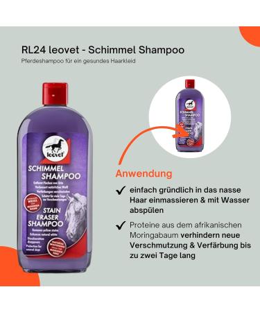 RL24 leovet Anti Mould Shampoo for Horses for Healthy Coat | Horse Shampoo | Gentle Cleaning Removes Yellow Discolouration | Horse Care | 1 x 500ml Bottle - Buy Online on GoSupps.com