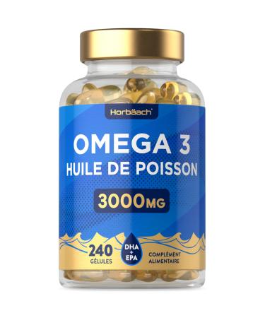 Omega 3 Fish Oil 3000mg | 240 Capsules | Omega 3 Fatty Acids with EPA and DHA | Fish Oil Supplement | Omega 3 Fish Oil Supplement | Horbaach