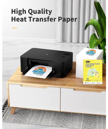 Hiipoo Heat Transfer Paper 8.5x11 - 10 Sheets Printable Iron-on Transfer Paper for Dark T-Shirts - Washable Inkjet Printer Transfer Paper - Buy Online on GoSupps.com