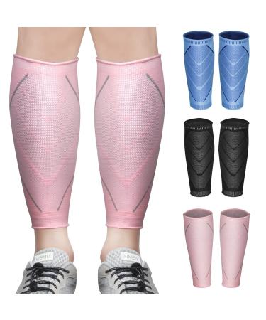 Wading bandage compression calf support 2 pieces of calves compression stockings without foot for women men Calf Sleeves for pain relief recovery during training cycling running (pink l) l pink