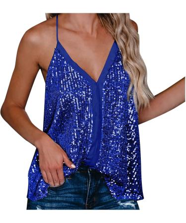 Ronony Women's Sexy Shoulder-Free Tank Top - Sleek Bodysuit with Sequin Neckline for Parties & Nightclubs - Blue XL - Buy Online on GoSupps.com