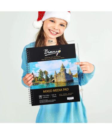 Bianyo Mixed Media Paper Sketchbook  11" X 14"  60 Sheets/Each  123 LBS/200 GSM  Spiral-Bound Pad  Micro-Perforated  Ideal for Wet & Dry Media Like Marker  Watercolor  Acrylic  Pastel  Pencil 11*14"  60 sheets - Buy Online on GoSupps.com