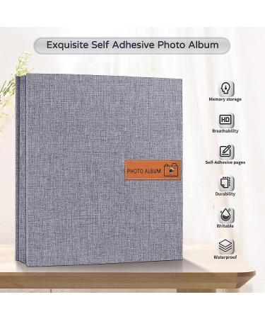 Popotop Large Photo Album Self Adhesive 4x6 5x7 8x10 Scrapbook Album DIY 60 Pages Picture Book Gifts for Mom Family Baby and Wedding with Metal Pen and Plastic Board 13"x12.6"60pages Grey - Buy Online on GoSupps.com